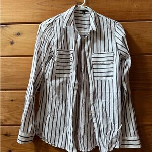 Stylish Black and White Striped Women's Portfino Button Down Shirt